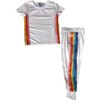 White Rainbow Sequin Jogger Set, White - Mixed Apparel Set - 6