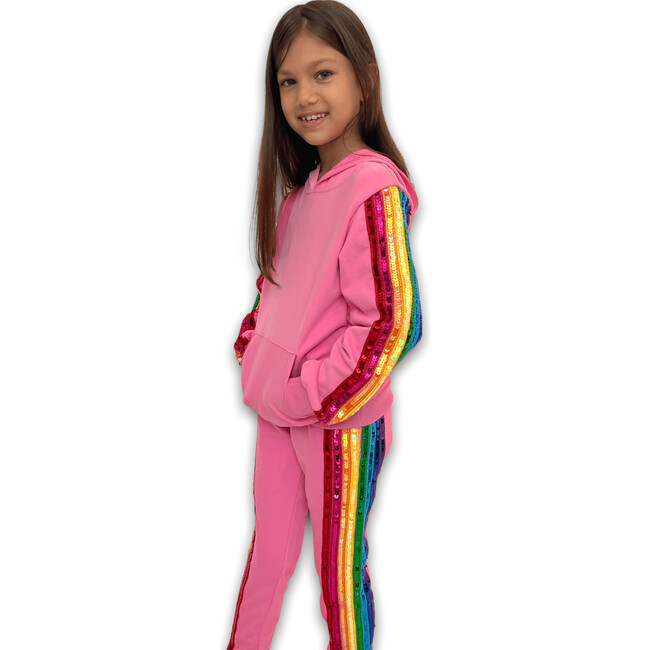 Rainbow Sequin Tracksuit, Bright Pink - Mixed Apparel Set - 2