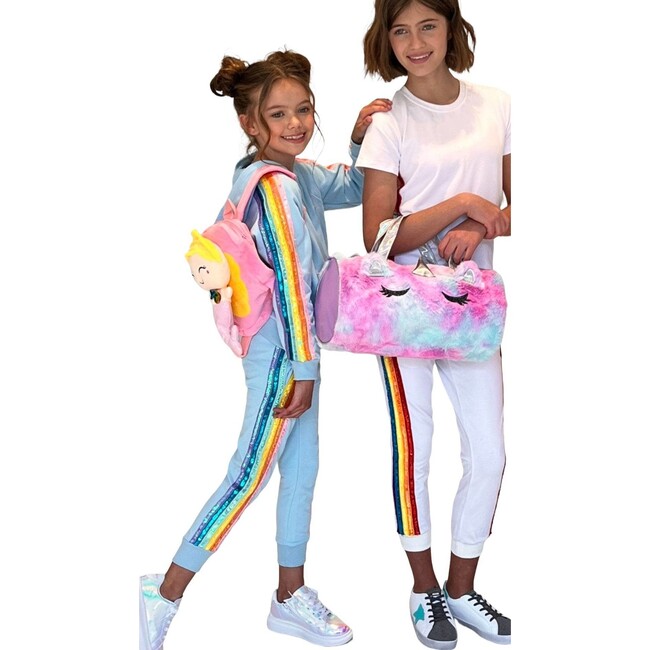 Rainbow Sequin Jogger Set, Baby Blue - Mixed Apparel Set - 3