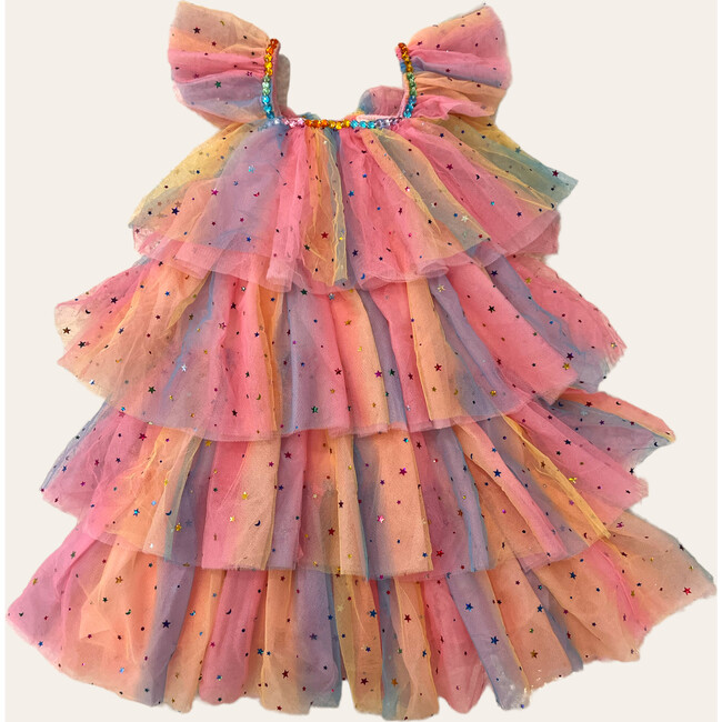Ombre Gem Tulle Layer Dress, Multicolors