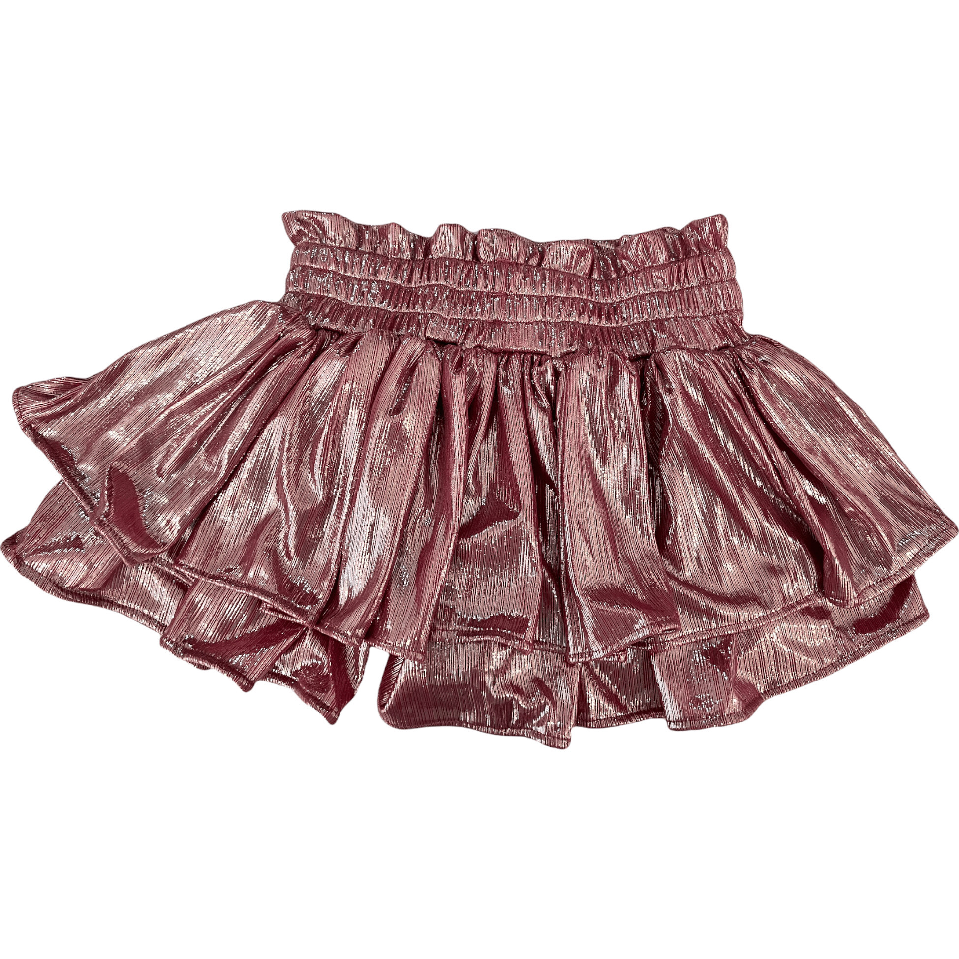 Metallic Ruffle Skort, Pink - Skirts - 1