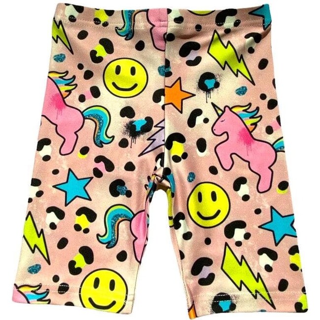 Happy Emoji Unicorn Biker Shorts, Prints - Shorts - 1