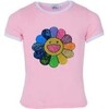 Happy Daisy Ringer T-Shirt, Pink - Shirts - 1 - thumbnail