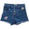 Rainbow Buttons Denim Shorts, Blue - Shorts - 1 - thumbnail