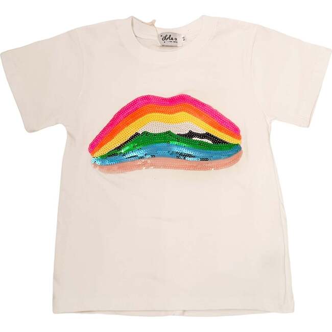 Rainbow Lips T-Shirt, White - Shirts - 1