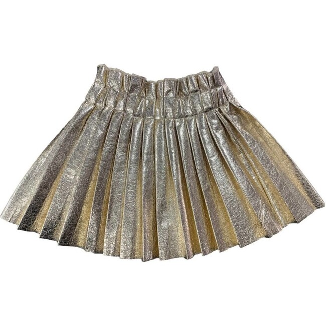 Foil Pleated Skirt, Gold