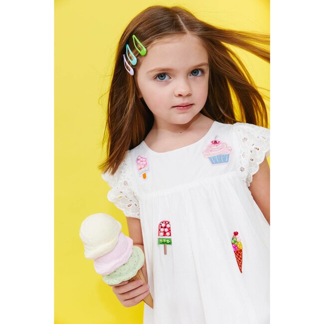 All About Beaded Ice Cream Ruffle Dress, White - Dresses - 3