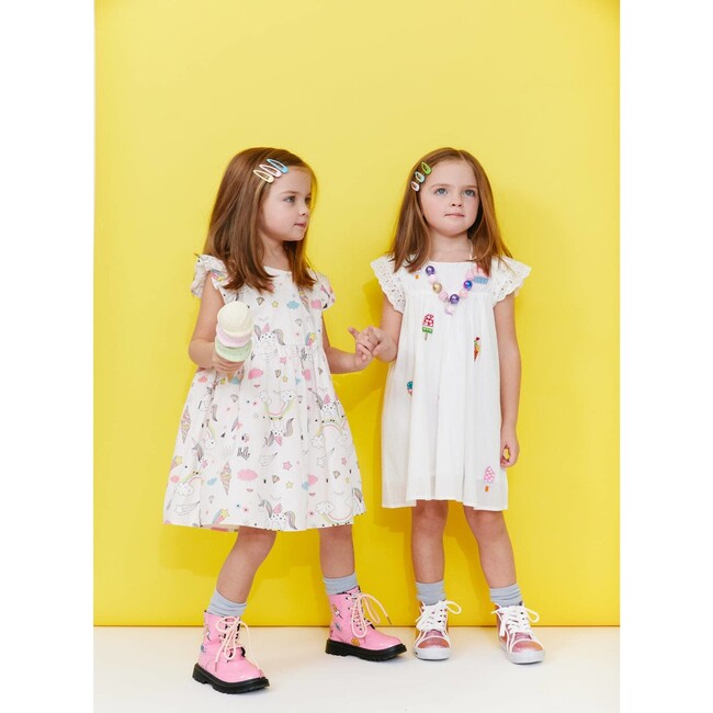 All About Beaded Ice Cream Ruffle Dress, White - Dresses - 6