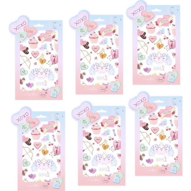 Candy Heart Love Temporary Tattoos, 6pc Bundle