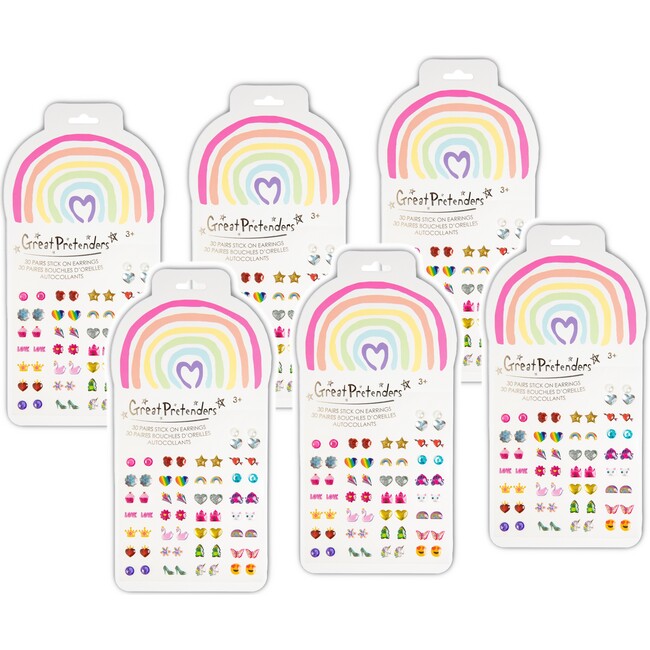 Rainbow Love Sticker Earrings, 6pc Bundle Pack - Costume Accessories - 1
