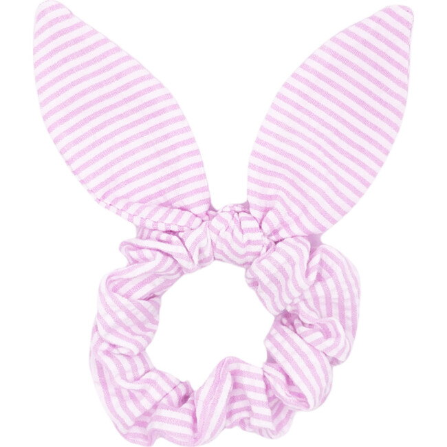 Seersucker Bow Scrunchie, Palmer Pink - Hair Accessories - 1