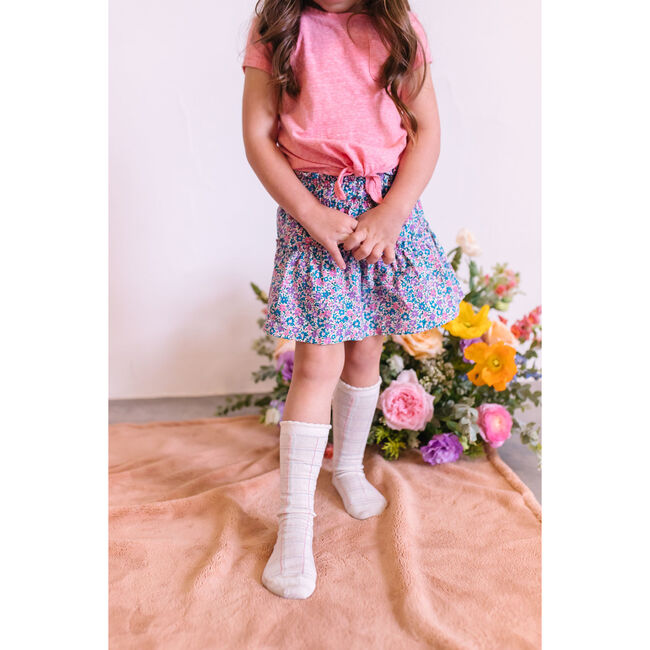 Sage Pastel Plaid Knee High, Cream - Socks - 3
