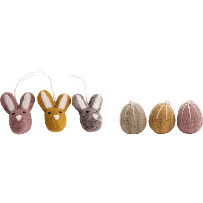 Bunnies And Eggs Ornaments, Set of 6