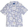 Oliver Button Front Shirt, Blue Striped Floral - Shirts - 1 - thumbnail