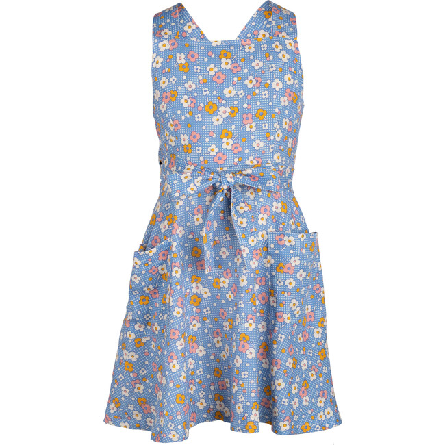 Lula Apron Dress, Blue Dot Floral - Dresses - 1