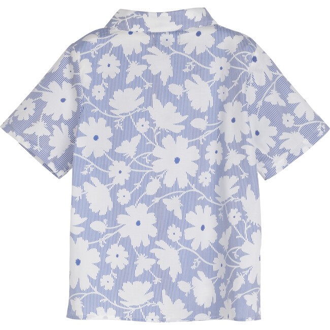 Oliver Button Front Shirt, Blue Striped Floral - Shirts - 2