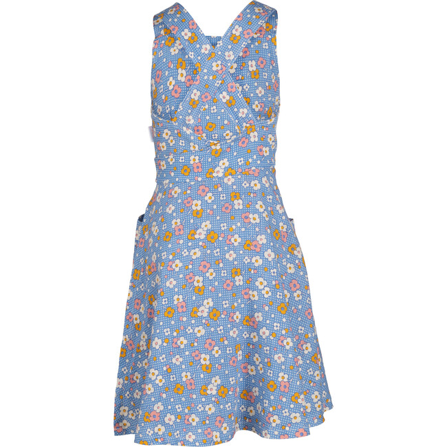 Lula Apron Dress, Blue Dot Floral - Dresses - 3