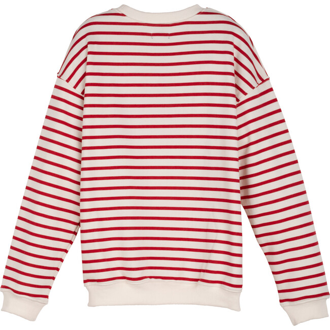 Women's Bonjour Sweatshirt, Red & Cream Stripe - Sweatshirts - 2