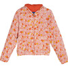 Florance Zip Front Hoodie, Coral Floral - Sweatshirts - 1 - thumbnail