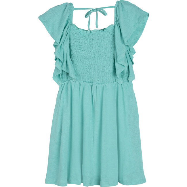 Laura Smocked Dress, Aqua - Dresses - 2