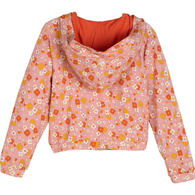 Florance Zip Front Hoodie, Coral Floral - Sweatshirts - 2
