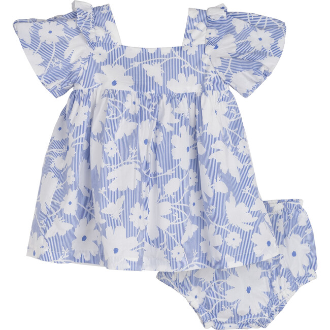 Baby Rachel Dress, Blue Striped Floral