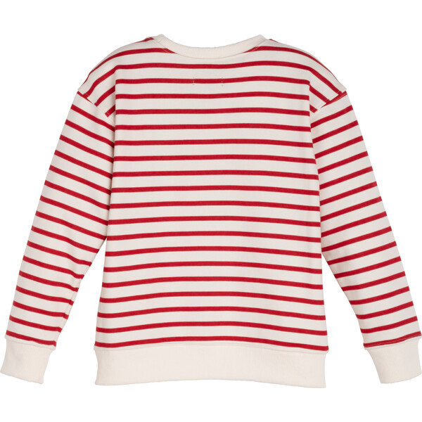 Bonjour Sweatshirt, Red & Cream Stripe - Maison Me Tops | Maisonette