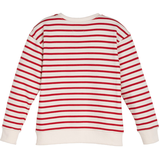Bonjour Sweatshirt, Red & Cream Stripe - Sweatshirts - 2