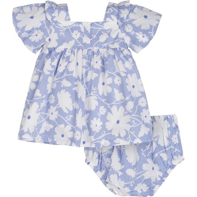 Baby Rachel Dress, Blue Striped Floral - Dresses - 2