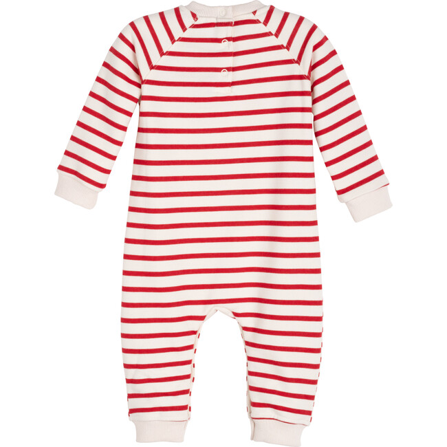 Baby Bonjour Coverall, Red & Cream Stripe - Rompers - 2