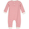 Baby Bonjour Coverall, Red & Cream Stripe - Rompers - 2 - thumbnail