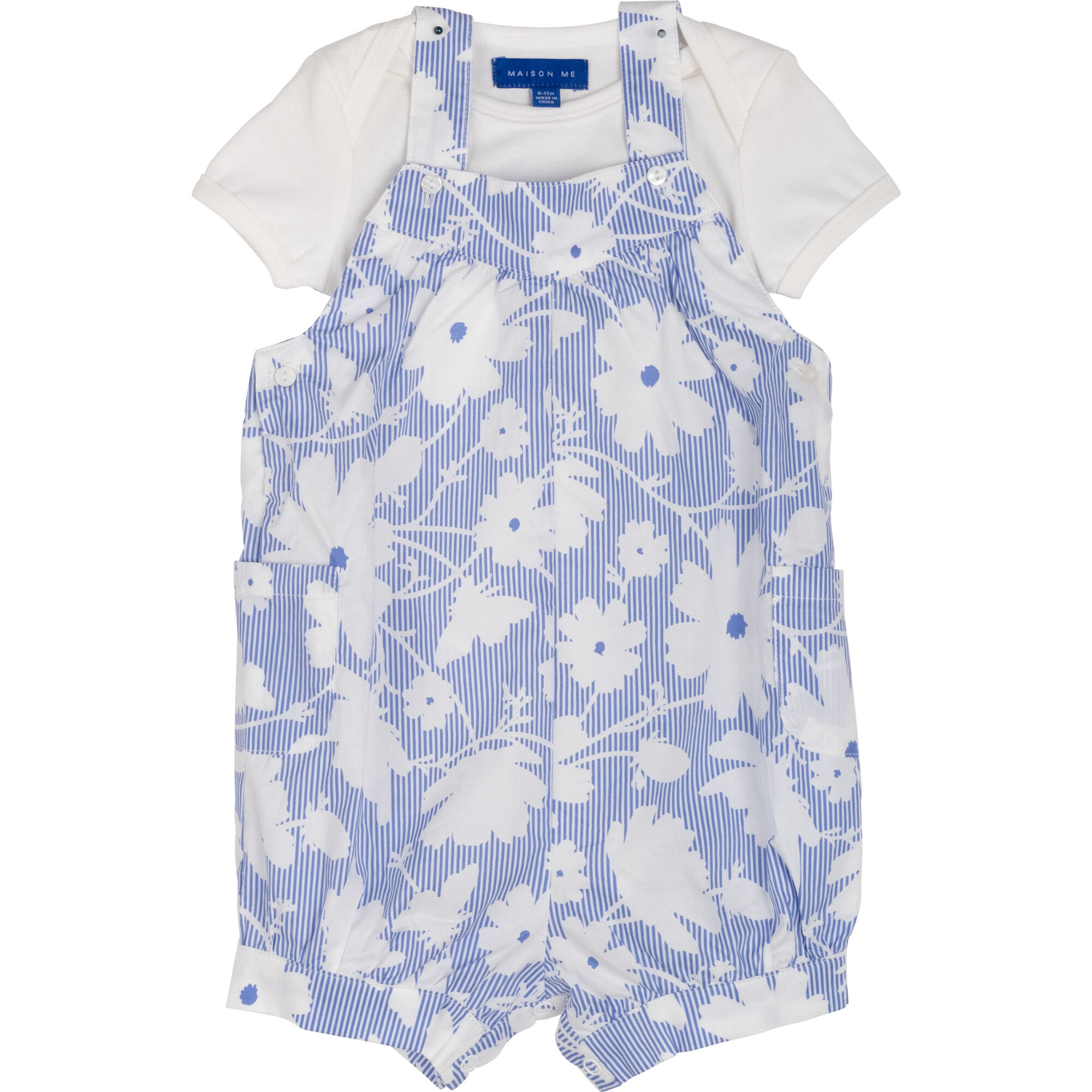 Baby Angus Set, Blue Striped Floral - Mixed Apparel Set - 1