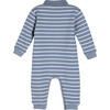Baby Thatcher Polo Coverall, Dusty Blue & Cream Stripe - Rompers - 2