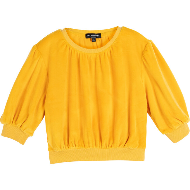 Ivy Puff Sleeve Top, Saffron - Shirts - 1