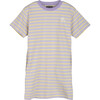 Tasia 90's T-shirt Dress, Lavender Lemon Stripe - Dresses - 1 - thumbnail
