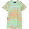 Tasia 90's T-shirt Dress, Mint Peach Stripe - Dresses - 1 - thumbnail