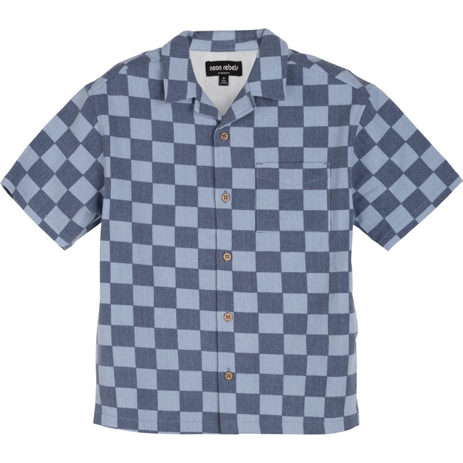 Scottie Cabana Shirt, Indigo Checker - Shirts - 1