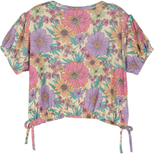 Charline Tie Cropped Tee, Pastel Floral - T-Shirts - 2