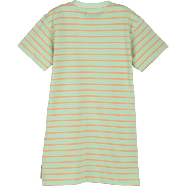 Tasia 90's T-shirt Dress, Mint Peach Stripe - Dresses - 2