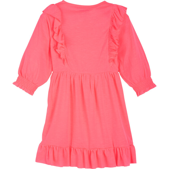 Darby Ruffle Dress, Neon Pink - Dresses - 2
