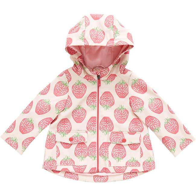 Rafa Zipper Raincoat, Pink Strawberries