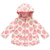Rafa Zipper Raincoat, Pink Strawberries - Raincoats - 1 - thumbnail