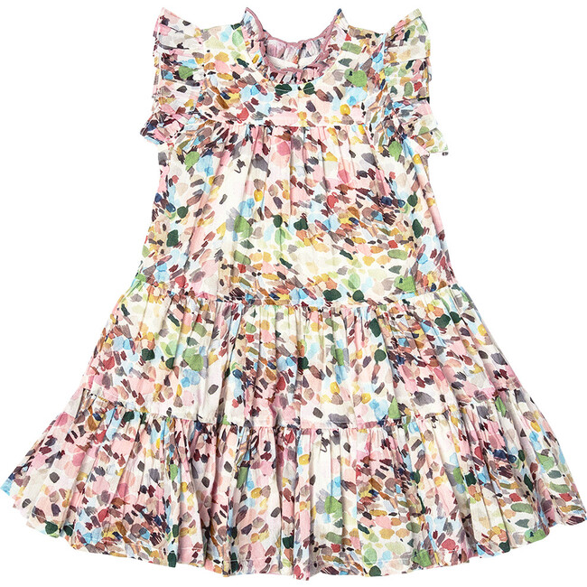 Kalani Ruffle Sleeve Dress, Watercolor Brush - Dresses - 1
