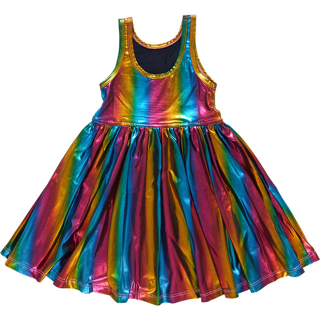 Liza Lame Low Scoop Back Dress, Dark Rainbow - Dresses - 4