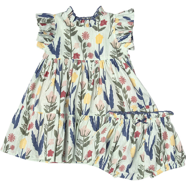 Jennifer Ruffle Sleeve Dress Set, Paper Floral - Dresses - 1