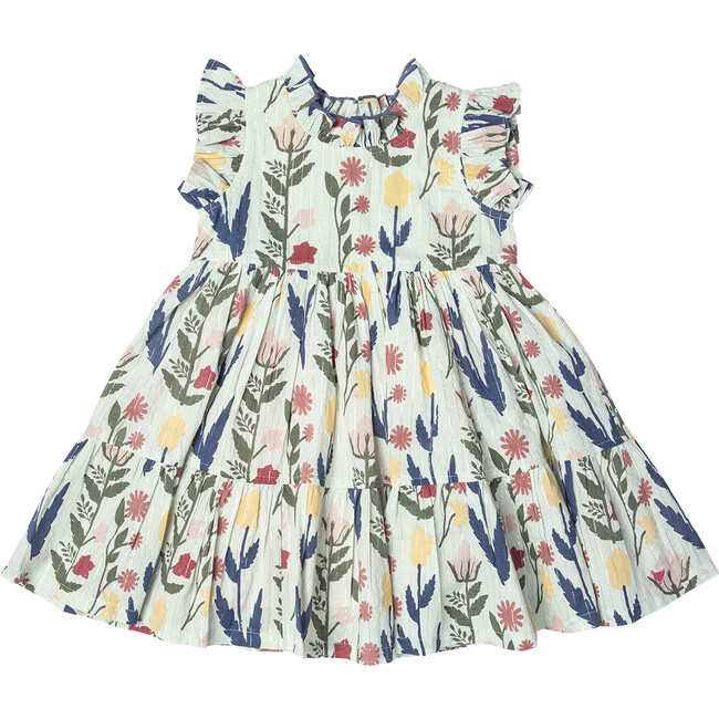 Jennifer Ruffle Neck Dress, Paper Floral - Dresses - 1