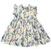 Jennifer Ruffle Neck Dress, Paper Floral - Dresses - 1 - thumbnail