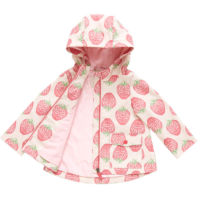 Rafa Zipper Raincoat, Pink Strawberries - Raincoats - 5