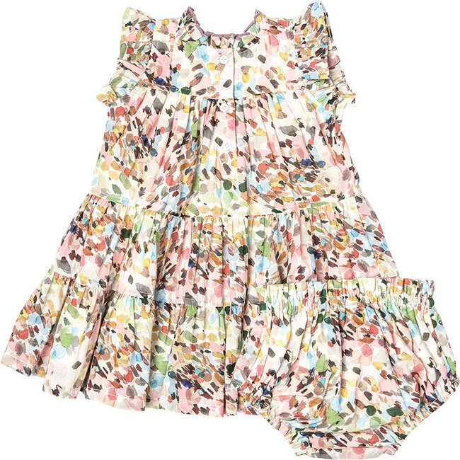 Kalani Ruffle Sleeve Dress Set, Watercolor Brush - Dresses - 5