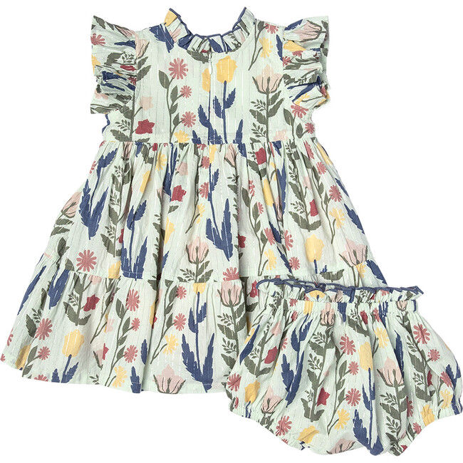Jennifer Ruffle Sleeve Dress Set, Paper Floral - Dresses - 5